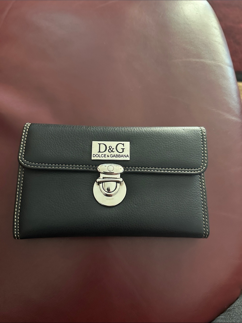 Vintage Dolce & Gabbana Black Leather Wallet with Silver-Tone Hardware